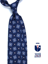 DANIELA Dark Blue Printed Silk 3 Fold Tie